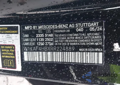 2024 Mercedes-Benz C 300 from USA, damaged, VIN W1KAF4HBXRR224889